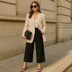 Twin-set Knitted Crop Trousers Black & Metallic Size Small